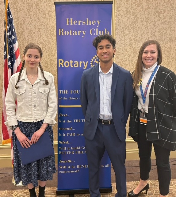 Hershey Rotary Club Jan Students of the Month Vinay Raman&Violet Foley