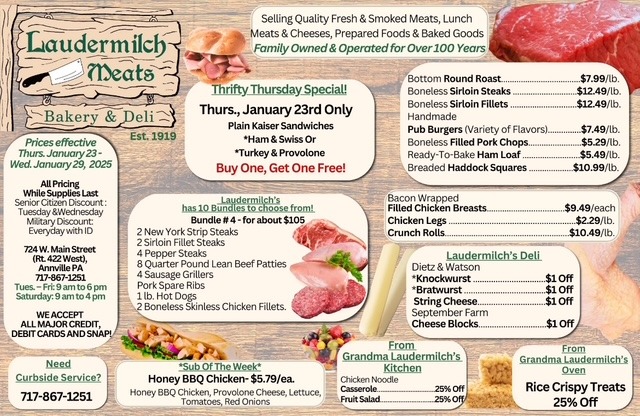 Laudermilch Meats Specials for January 23-29, 2025