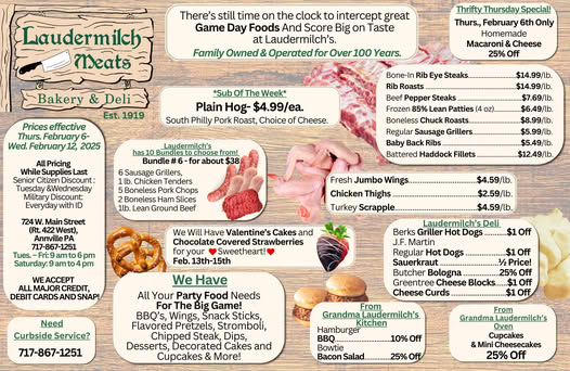 Laudermilch Meats Specials for Feb 6 - 12, 2025