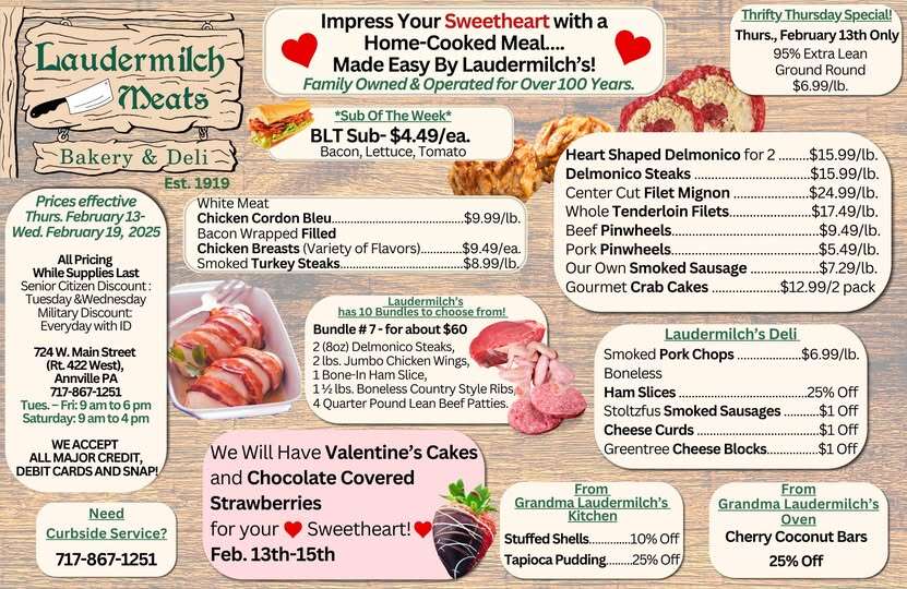 Laudermilch Meat Market Specials Feb 13 - 19, 2025