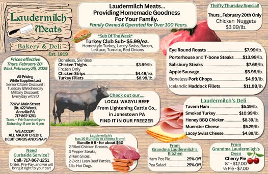 Laudermilch Meats Specials for Feb 20 - 26, 2025